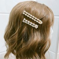 Pearl Rhinestone Alloy Hairpin Word Clip Hairpin Hair Trimming Clip Women's Wholesale Nihaojewelry main image 6