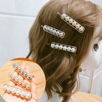 Korean Headdress Adult Section Side Bangs Clip Imitation Pearl Hair Clip Simple Word Clip Wholesale Nihaojewelry main image 2
