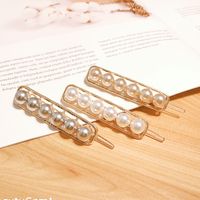 Korean Headdress Adult Section Side Bangs Clip Imitation Pearl Hair Clip Simple Word Clip Wholesale Nihaojewelry main image 5