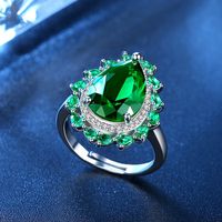 Fashion Simple Blue Color Allure New Drop-shaped Emerald Zircon Ring Wholesale Nihaojewelry main image 3