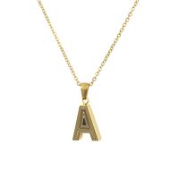 New Stainless Steel Gold-plated Black Line 26 Letter Necklace Simple Gold English Titanium Steel Pendant Wholesale Nihaojewelry sku image 27