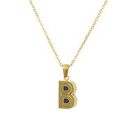 New Stainless Steel Gold-plated Black Line 26 Letter Necklace Simple Gold English Titanium Steel Pendant Wholesale Nihaojewelry sku image 28