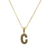 New Stainless Steel Gold-plated Black Line 26 Letter Necklace Simple Gold English Titanium Steel Pendant Wholesale Nihaojewelry sku image 3