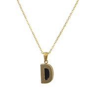 New Stainless Steel Gold-plated Black Line 26 Letter Necklace Simple Gold English Titanium Steel Pendant Wholesale Nihaojewelry sku image 4