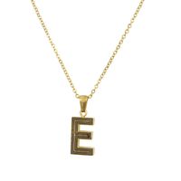 New Stainless Steel Gold-plated Black Line 26 Letter Necklace Simple Gold English Titanium Steel Pendant Wholesale Nihaojewelry sku image 31