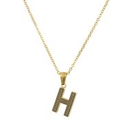 New Stainless Steel Gold-plated Black Line 26 Letter Necklace Simple Gold English Titanium Steel Pendant Wholesale Nihaojewelry sku image 8