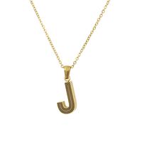 New Stainless Steel Gold-plated Black Line 26 Letter Necklace Simple Gold English Titanium Steel Pendant Wholesale Nihaojewelry sku image 36