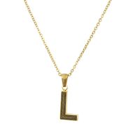 New Stainless Steel Gold-plated Black Line 26 Letter Necklace Simple Gold English Titanium Steel Pendant Wholesale Nihaojewelry sku image 12