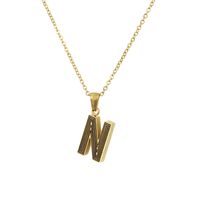 New Stainless Steel Gold-plated Black Line 26 Letter Necklace Simple Gold English Titanium Steel Pendant Wholesale Nihaojewelry sku image 40