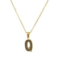 New Stainless Steel Gold-plated Black Line 26 Letter Necklace Simple Gold English Titanium Steel Pendant Wholesale Nihaojewelry sku image 43