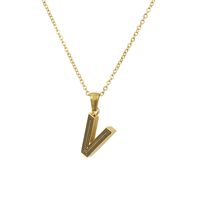 New Stainless Steel Gold-plated Black Line 26 Letter Necklace Simple Gold English Titanium Steel Pendant Wholesale Nihaojewelry sku image 48