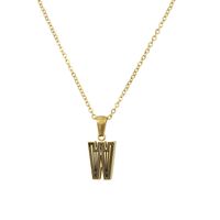 New Stainless Steel Gold-plated Black Line 26 Letter Necklace Simple Gold English Titanium Steel Pendant Wholesale Nihaojewelry sku image 23