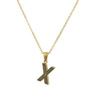 New Stainless Steel Gold-plated Black Line 26 Letter Necklace Simple Gold English Titanium Steel Pendant Wholesale Nihaojewelry sku image 24