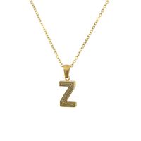 New Stainless Steel Gold-plated Black Line 26 Letter Necklace Simple Gold English Titanium Steel Pendant Wholesale Nihaojewelry sku image 52