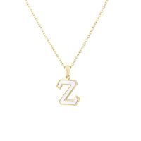 304 Stainless Steel Titanium Steel 18K Gold Plated Simple Style Plating Inlaid Shell Letter Shell sku image 25