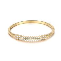 Bracelet En Diamant À Deux Rangées Zircon Micro-incrusté Diamant Bague Fine Bande Alliage Bijoux En Gros Nihaojewelry sku image 1