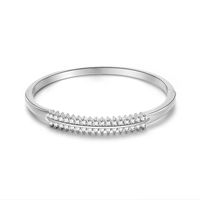 Bracelet En Diamant À Deux Rangées Zircon Micro-incrusté Diamant Bague Fine Bande Alliage Bijoux En Gros Nihaojewelry sku image 2