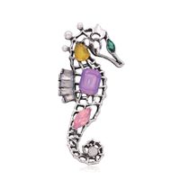 Personality Alloy Diamond Animal Brooch Fashion Wild Retro Hippocampus Corsage  Wholesale Nihaojewelry sku image 1