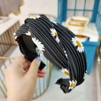 South Korea's Best Selling Small Daisy Cross Hair Band Super Fairy Japanese And Korean Fabric Hairpin High-end Satin Fold Pressure Hair Band Wholesale Nihaojewelry sku image 5