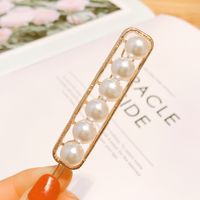 Korean Headdress Adult Section Side Bangs Clip Imitation Pearl Hair Clip Simple Word Clip Wholesale Nihaojewelry sku image 1