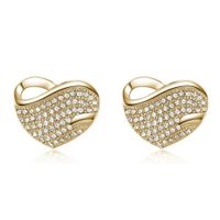 Korean Fashion Earrings Hot Sale Micro Inlaid Peach Heart Full Diamond Earrings Plating Real Gold Hypoallergenic Earrings Wholesale Nihaojewelry sku image 1