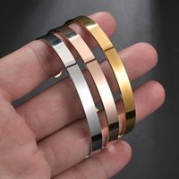 C-shaped 6mm Stainless Steel Smooth Opening Bracelet Ladies Tri-color Personalized Custom Lettering Bracelet main image 4