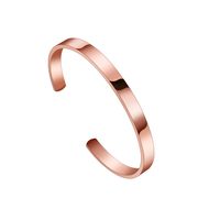 C-shaped 6mm Stainless Steel Smooth Opening Bracelet Ladies Tri-color Personalized Custom Lettering Bracelet main image 3