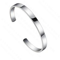 C-shaped 6mm Stainless Steel Smooth Opening Bracelet Ladies Tri-color Personalized Custom Lettering Bracelet sku image 1