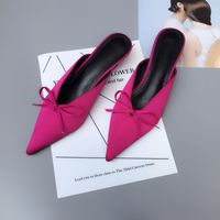 Summer New Korean Pointed Fashion Wild Half Slippers Thin Heel Bow Sandals Wholesale Nihaojewelry main image 6