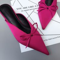 Summer New Korean Pointed Fashion Wild Half Slippers Thin Heel Bow Sandals Wholesale Nihaojewelry main image 4