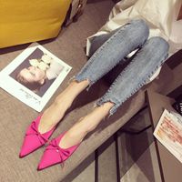 Spring Pointed Polka Dot Lazy Shoes Ladies With Thin Heel Bow Sandals Wholesale Nihaojewelry sku image 6