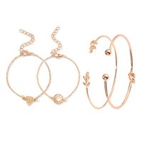 Creative New Jewelry Set Leaves Diamond Knotted Opening Bracelet Four-piece Suit Hot Jewelry Wholesale Nihaojewelry main image 1