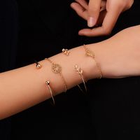 Creative New Jewelry Set Leaves Diamond Knotted Opening Bracelet Four-piece Suit Hot Jewelry Wholesale Nihaojewelry main image 3