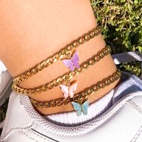 New Simple Summer Beach Footwear Color Acrylic Butterfly Anklet Metal Thick Chain Footwear Wholesale Nihaojewerly main image 1