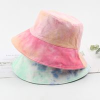 Sombrero De Pescador De Doble Cara Nueva Marca Street Sun Hat Verano Tie-dye Flat Top Hat Venta Al Por Mayor Nihaojewerly main image 2