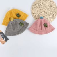 Frog Plush Fisherman Hat New Solid Color Warm Basin Hat Baby Hat Korean Baby Basin Hat Wholesale main image 1