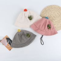 Frog Plush Fisherman Hat New Solid Color Warm Basin Hat Baby Hat Korean Baby Basin Hat Wholesale main image 6