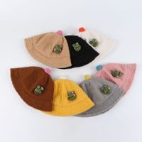 Frog Plush Fisherman Hat New Solid Color Warm Basin Hat Baby Hat Korean Baby Basin Hat Wholesale main image 4
