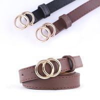 New Ladies Thin Belt Fashion Casual Decoration Jeans Belt Double Round Buckle Wholesale Nihaojewelry main image 6
