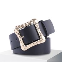 New Fashion Black Wide Belt Retro Combination Gold And Silver Buckle Geometric Square Buckle Concave Belt Wholesale Nihaojewelry main image 5
