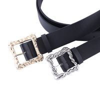 New Fashion Black Wide Belt Retro Combination Gold And Silver Buckle Geometric Square Buckle Concave Belt Wholesale Nihaojewelry main image 3
