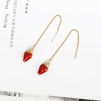 Nouvelle Mode Vente Chaude Doux Mignon Mode Fraise Doux Longues Boucles D&#39;oreilles Nihaojewelry Gros sku image 1