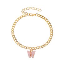 New Simple Summer Beach Footwear Color Acrylic Butterfly Anklet Metal Thick Chain Footwear Wholesale Nihaojewerly sku image 1