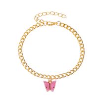 New Simple Summer Beach Footwear Color Acrylic Butterfly Anklet Metal Thick Chain Footwear Wholesale Nihaojewerly sku image 2
