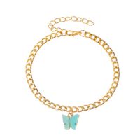 New Simple Summer Beach Footwear Color Acrylic Butterfly Anklet Metal Thick Chain Footwear Wholesale Nihaojewerly sku image 3