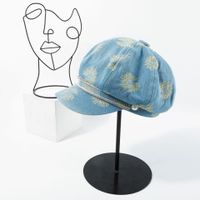 Hat Blue Denim Beret British Retro Summer Embroidery Wholesale Nihaojewerly sku image 2