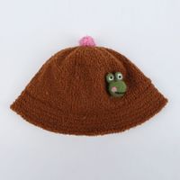 Frog Plush Fisherman Hat New Solid Color Warm Basin Hat Baby Hat Korean Baby Basin Hat Wholesale sku image 1