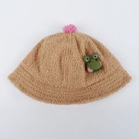 Frog Plush Fisherman Hat New Solid Color Warm Basin Hat Baby Hat Korean Baby Basin Hat Wholesale sku image 3