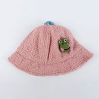 Frog Plush Fisherman Hat New Solid Color Warm Basin Hat Baby Hat Korean Baby Basin Hat Wholesale sku image 4