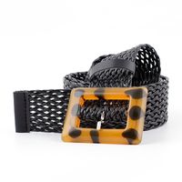 New Woven Wide Belt Ladies Fashion Leopard Pattern Yellow Buckle Decorative Belt Wholesale Nihaojewelry sku image 1